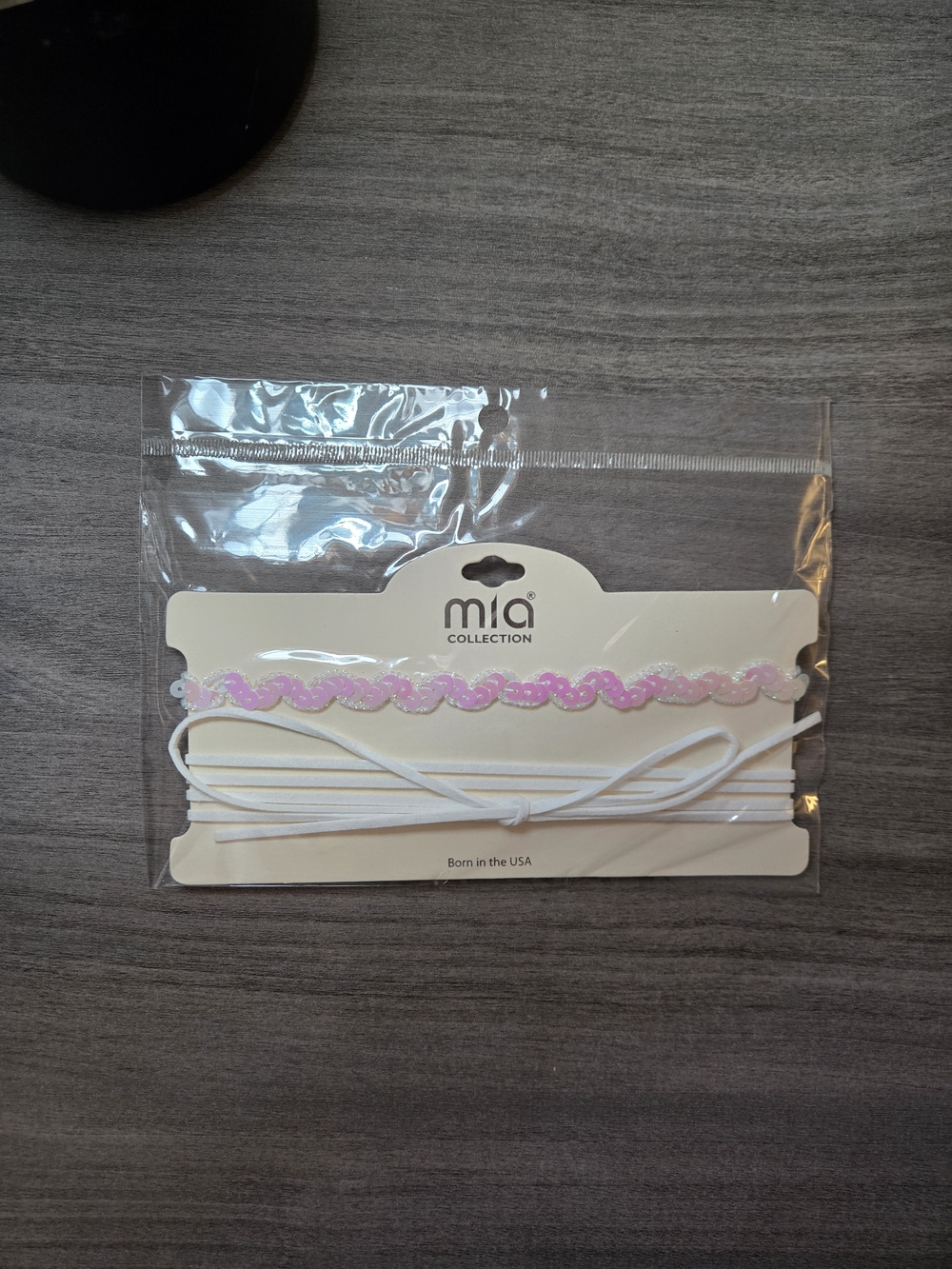 MIA COLLECTION Pink Sequence, White Ribbon Chokers 2pk